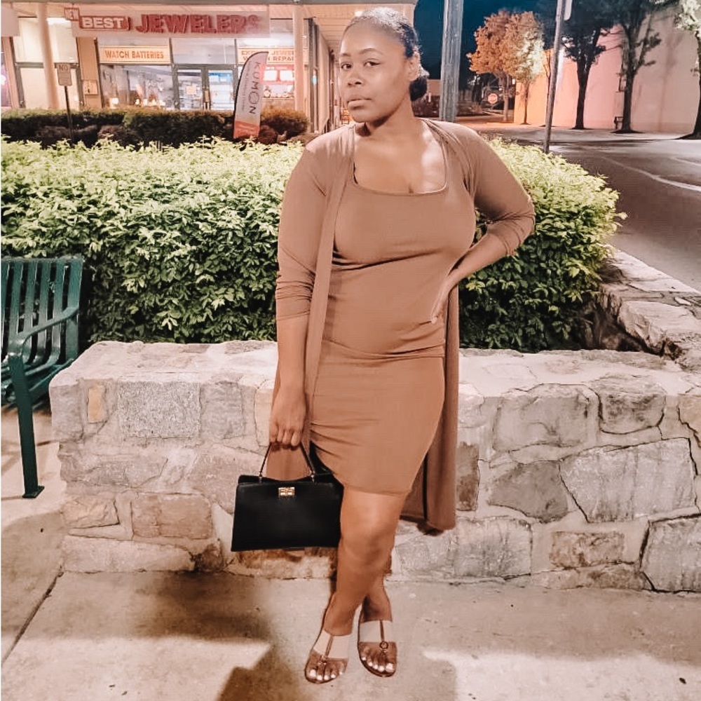 Tan two piece dress
